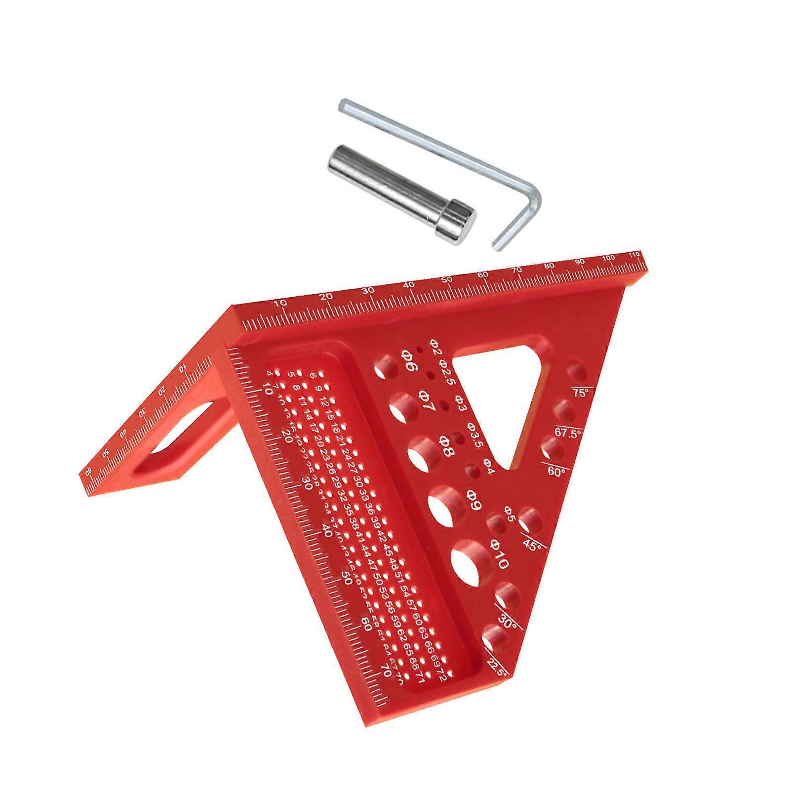 Plastic Woodworking Triangle Ruler With Dowel Pin Multifunctional Marking Tool For Precise Measurement And Carpentry Projects  Red