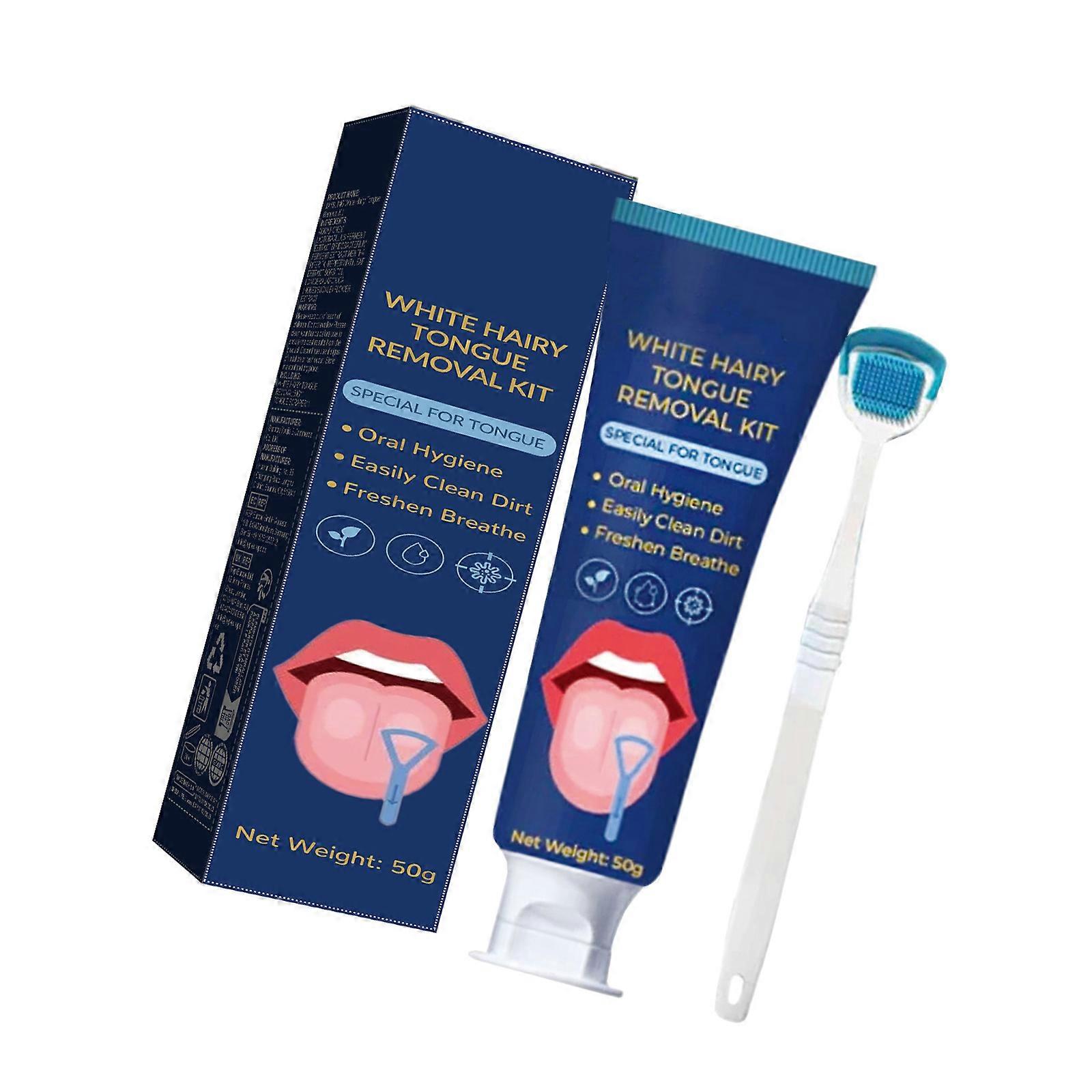 Professional Tongue Scraping Kit With Ergonomic Scraper and White Hairy Tongue Removal Gel For Comfortable Use Multicolor