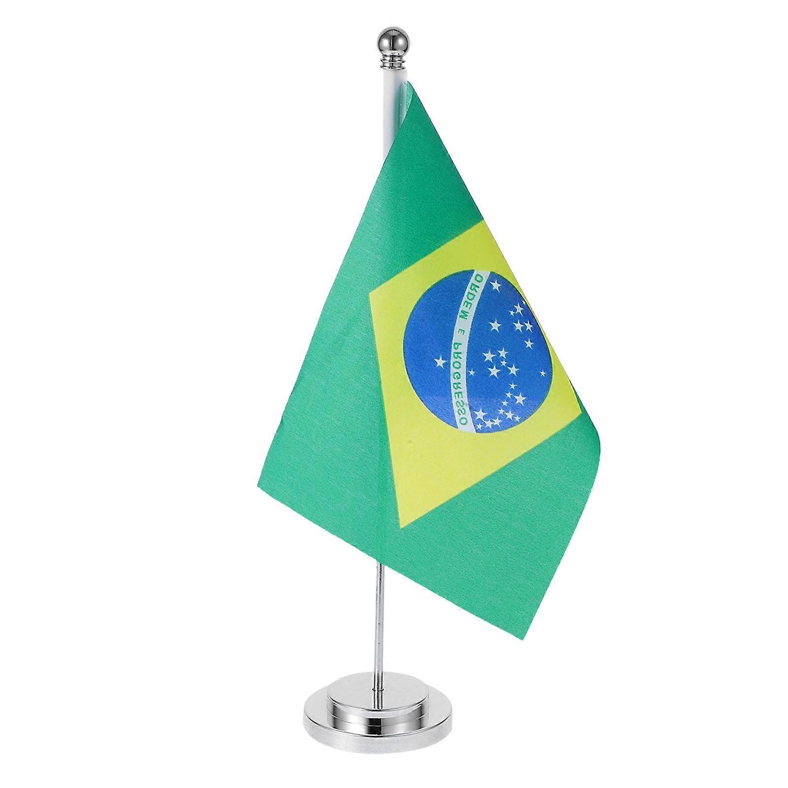 Small Brazil Desk Flag for Decoration with Base Polyester