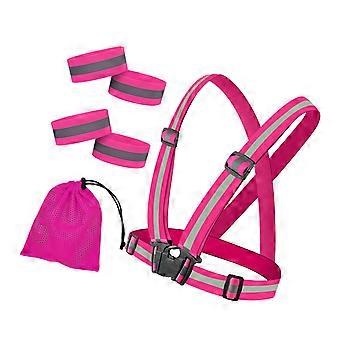 Multifuntional Safe Vest and Arm Straps Reflective Elastic Webbings Texture Night Exercise Cycling Accessories  Pink
