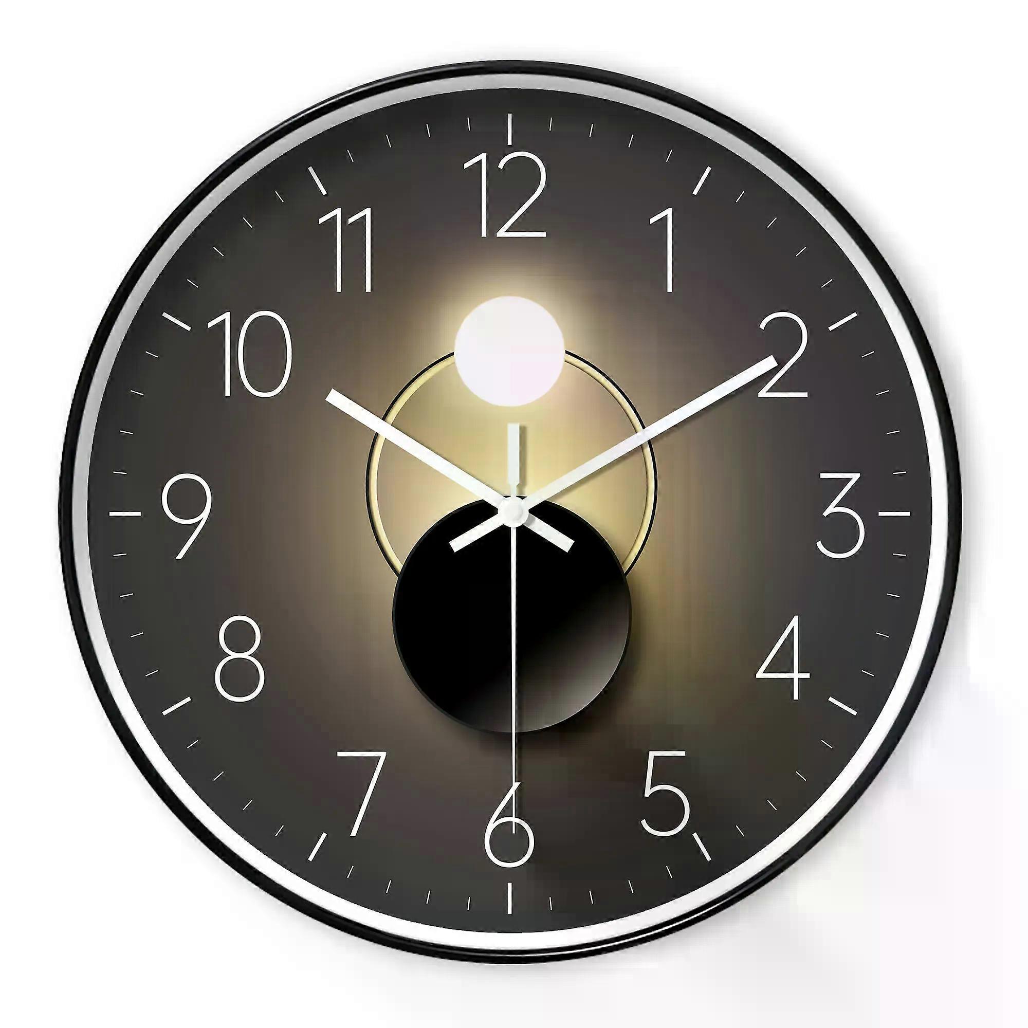 1pc round plastic wall clock, stylish simple shadow design wall clock, battery powered non-ticking analog silent clock, suitable