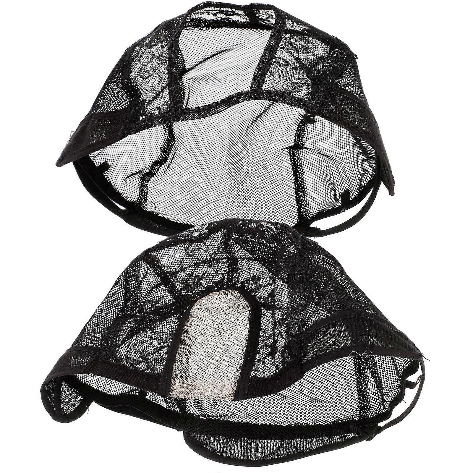 2Pcs U Part Wig Cap Lace Mesh Stretch Caps Black for Making Wigs