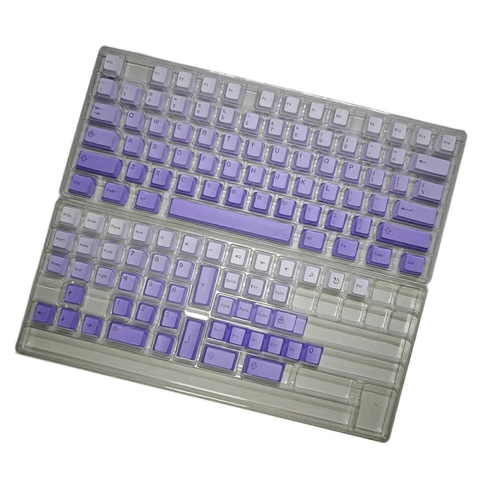 125Keys Top/Side Printed Gradients Keycaps Original Height for Mechanical Keyboards PBT Dye Sublimation Keycaps  Purple