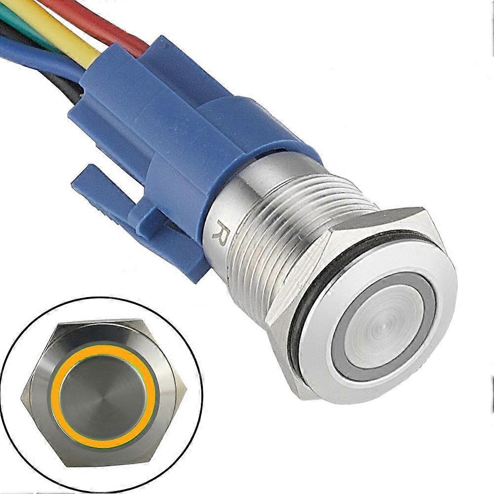 16mm Latching Push Button Switch 12V DC On Off Stainless Steel LED Self-locking