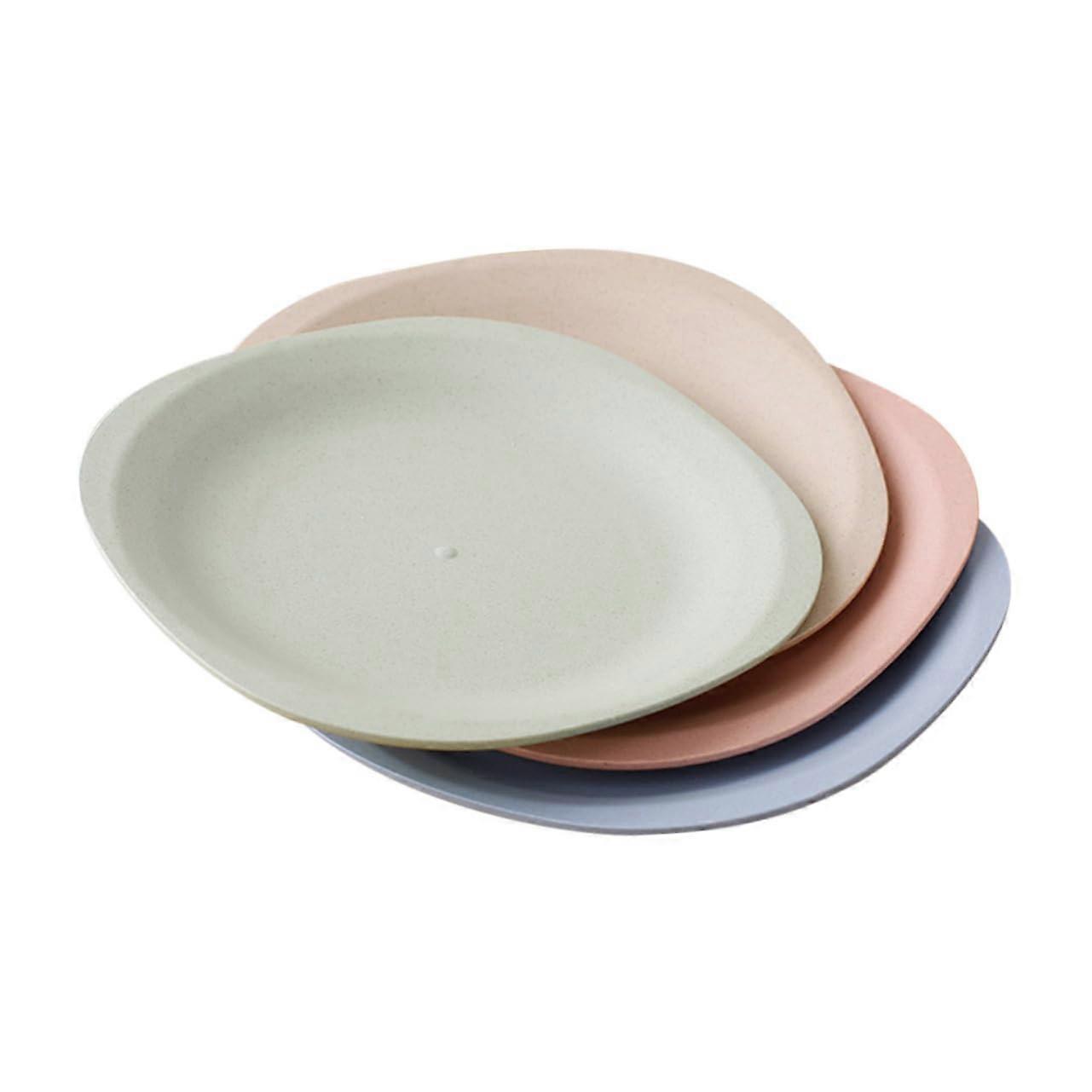 Wheat Straw Round Snack Plates Set of 4 for Fruits Breakfast and EcoFriendly Dining Use