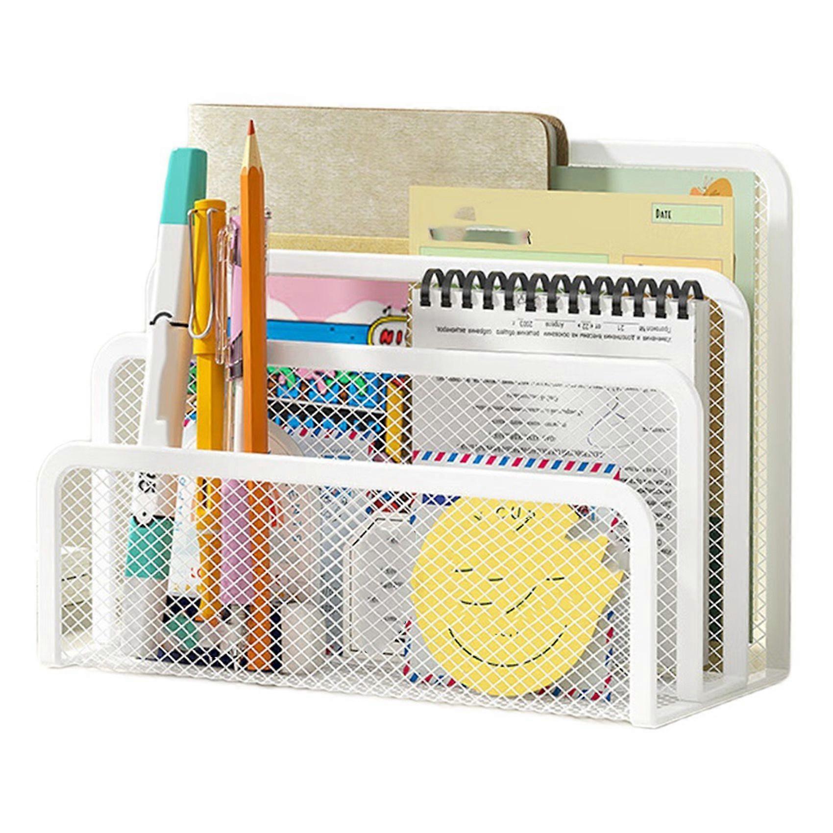 Desk Mail Organizer Small File Holders Letter Organizer Metal Mesh Document/Filing/Folders/Paper Organizer for Desktop A