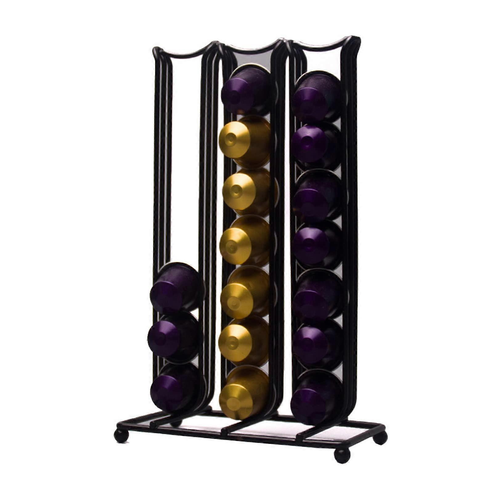 Coffee Pod Holder Carousel with 360° Rotating Base, 42 Pod Storage Rack, Black Iron Organizer