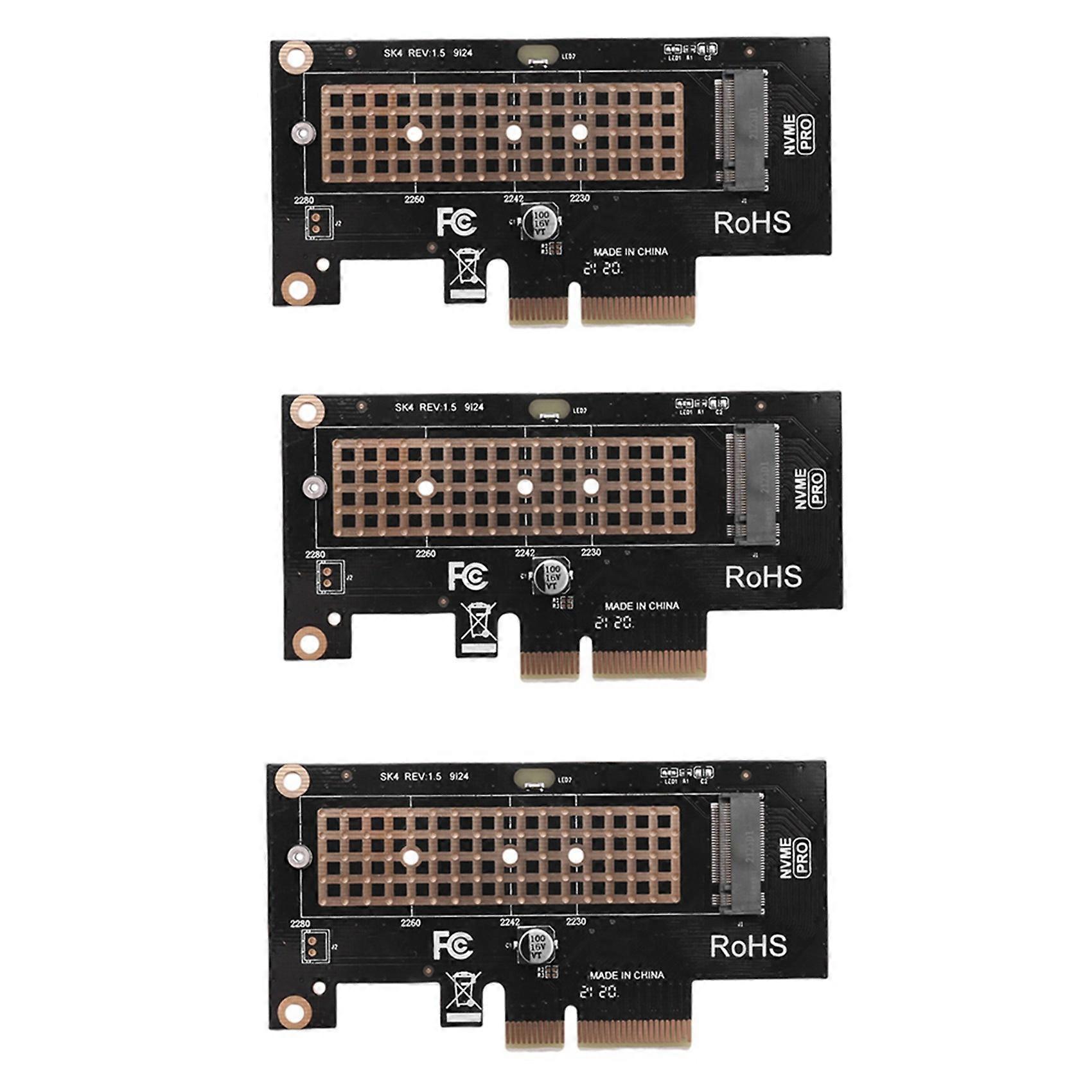 3X M.2 NVME SSD to PCIe 4.0 Adapter Card 64Gbps SSD PCIe4.0 X4 Adapter for Desktop PC PCI-E GEN4 Full Speed