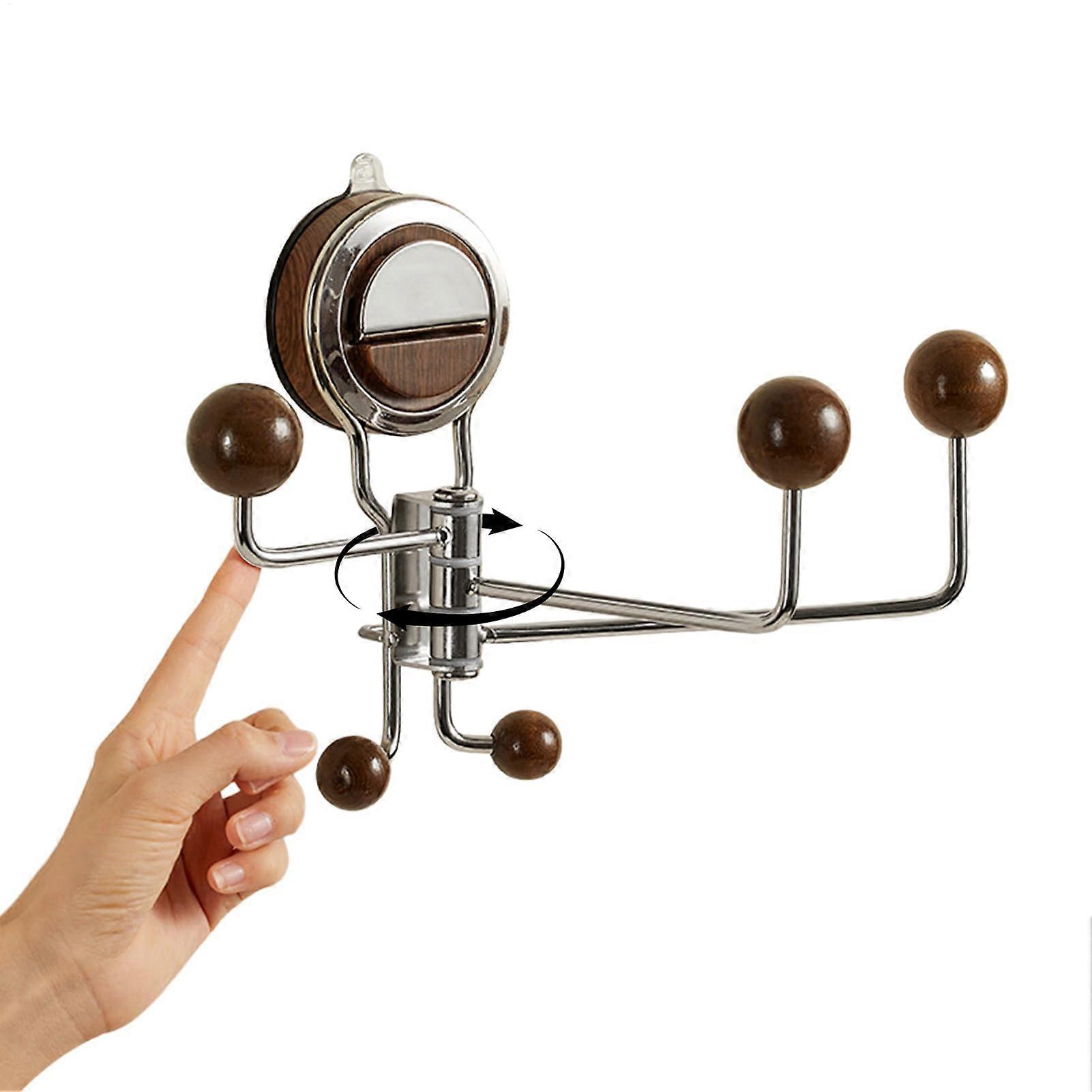 Shower Suction Hooks with 360° Rotating MultiRod Rack, Strong Suction Wall Mounted Bathroom Organizer