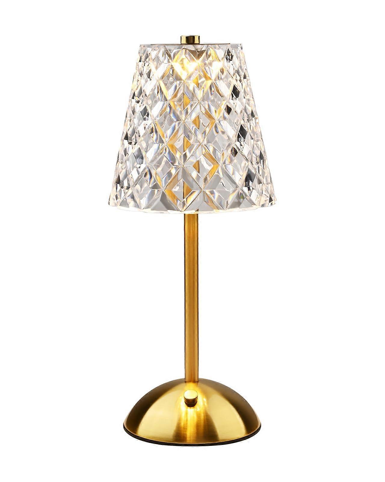 Crystal Table Lamp with Touch Control Dimming, Rechargeable Vintage Design, 3 Colors for Bedroom