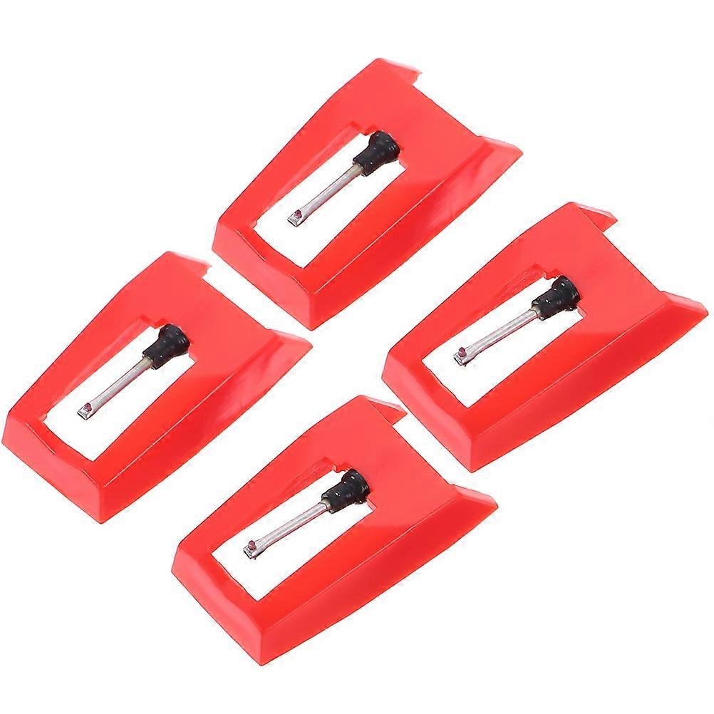 Record Player Stylus Replacement Made of Durable Plastic and Aluminum with Red Color for Most Players 4pcs