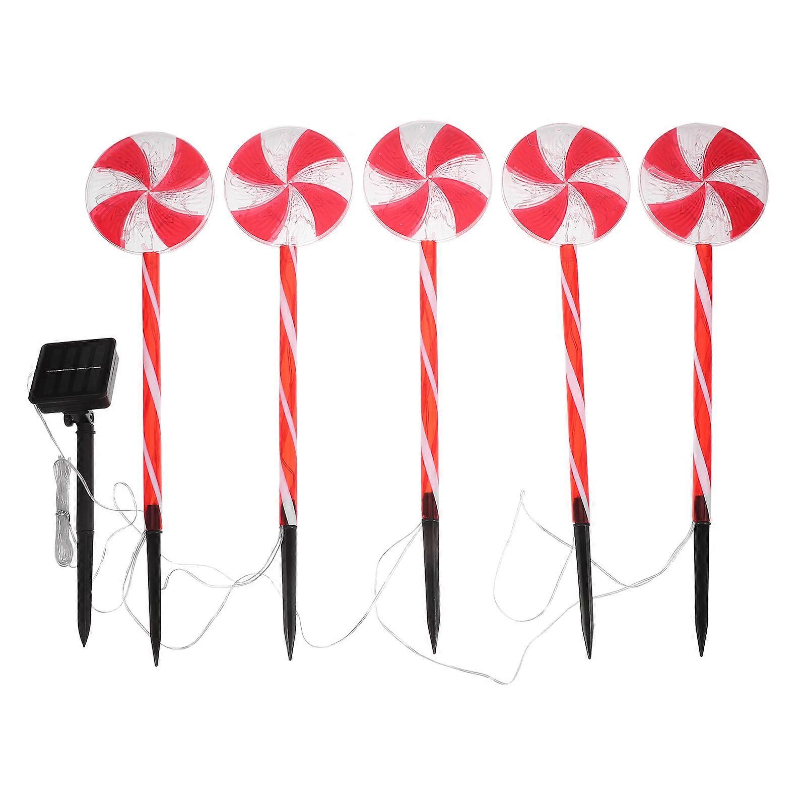 Solar Powered Candy Cane Pathway Lights for Outdoor Yard Decoration 1Set
