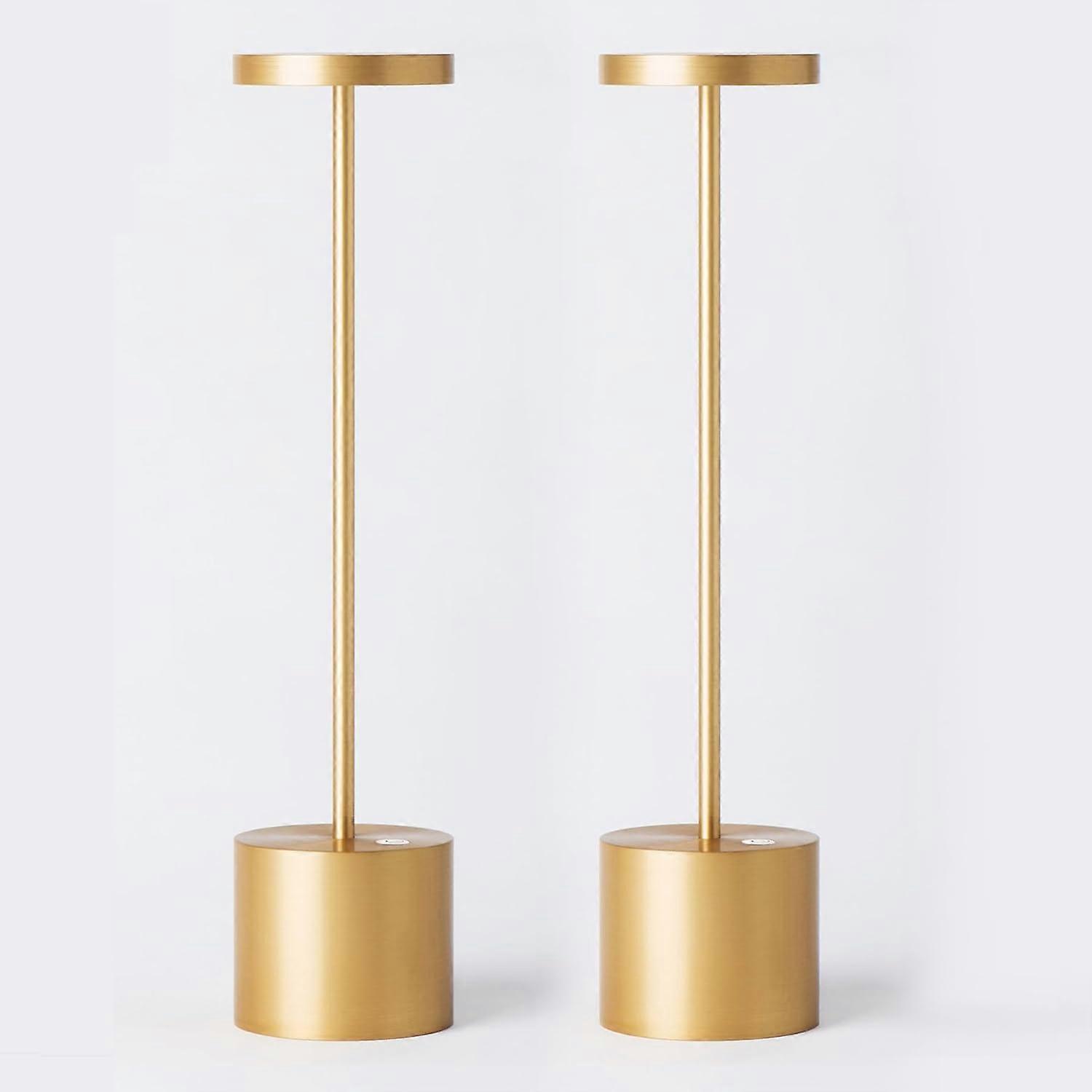 Cordless Table Lamp Set of 2, Rechargeable LED Lamp 6000mAh, Dimmable 3 Color Modes 13.5' Gold