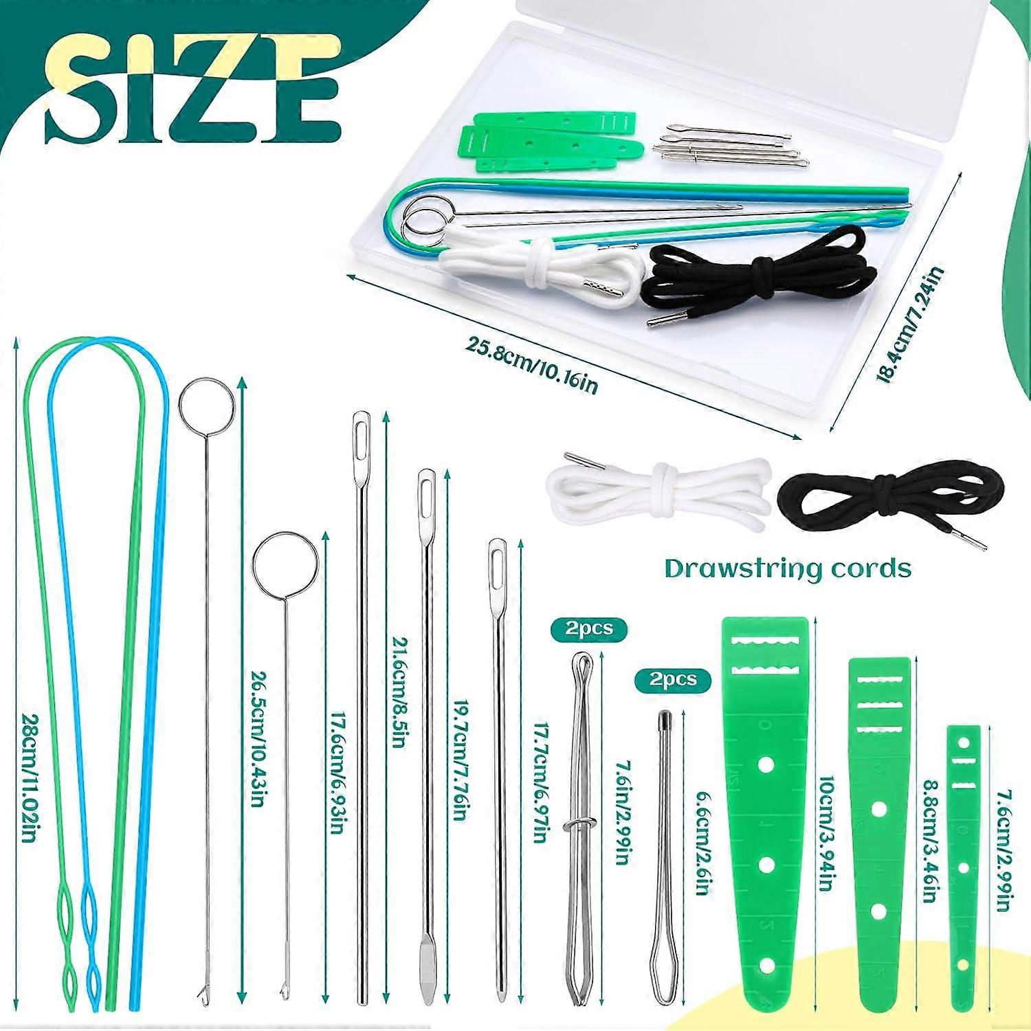 Drawstring Threader Tool Set with Loop Turner Bodkin Sewing Tool Elastic Threader and Hoodie String Drawstring for Threading