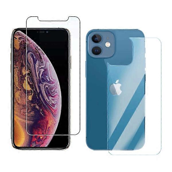 2-Pack compatible with iPhone 12 Mini Screen Protector + Back Protector Transparent