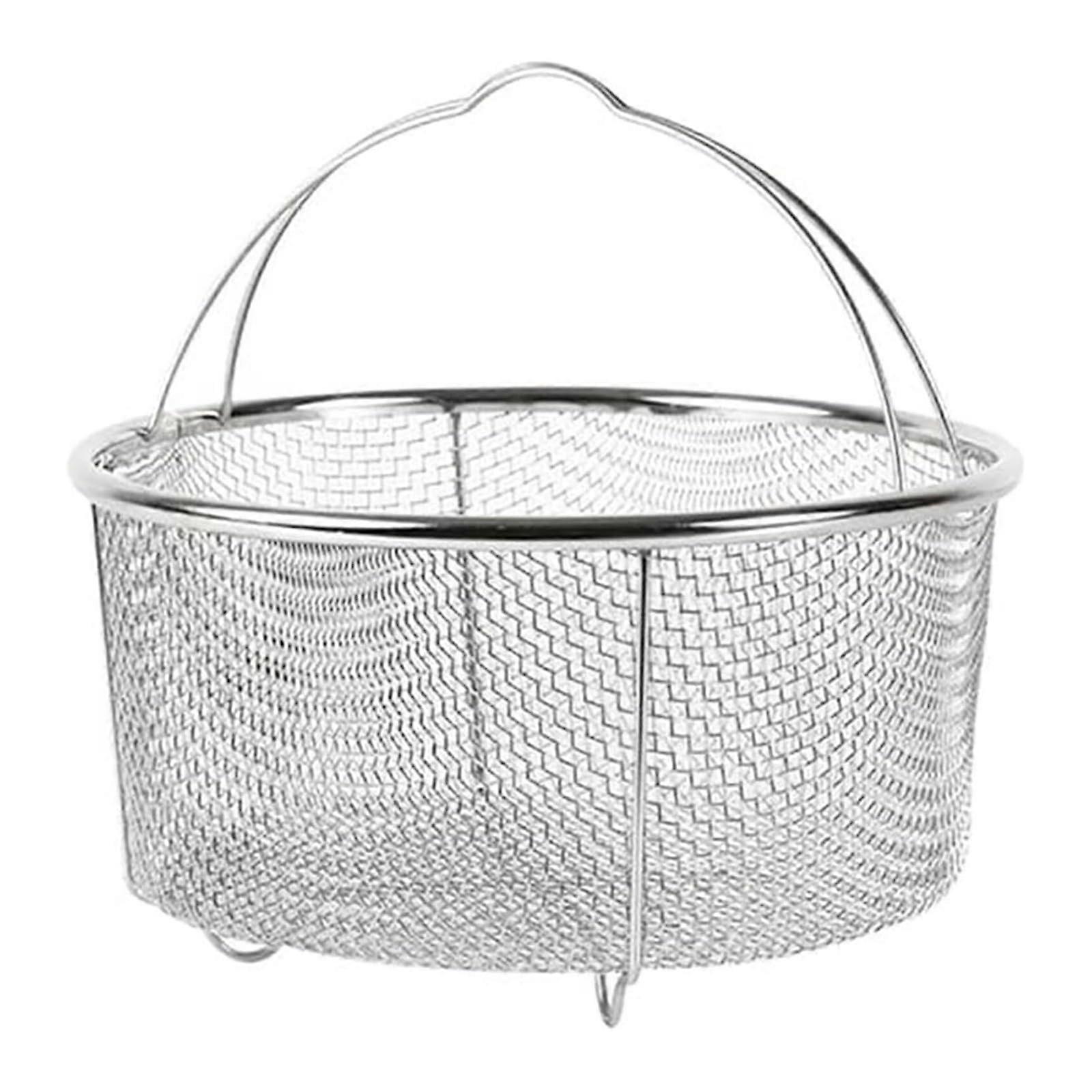 Stainless Steel Air Fryer Basket with Handle for Even Cooking, Deep Frying and Steaming