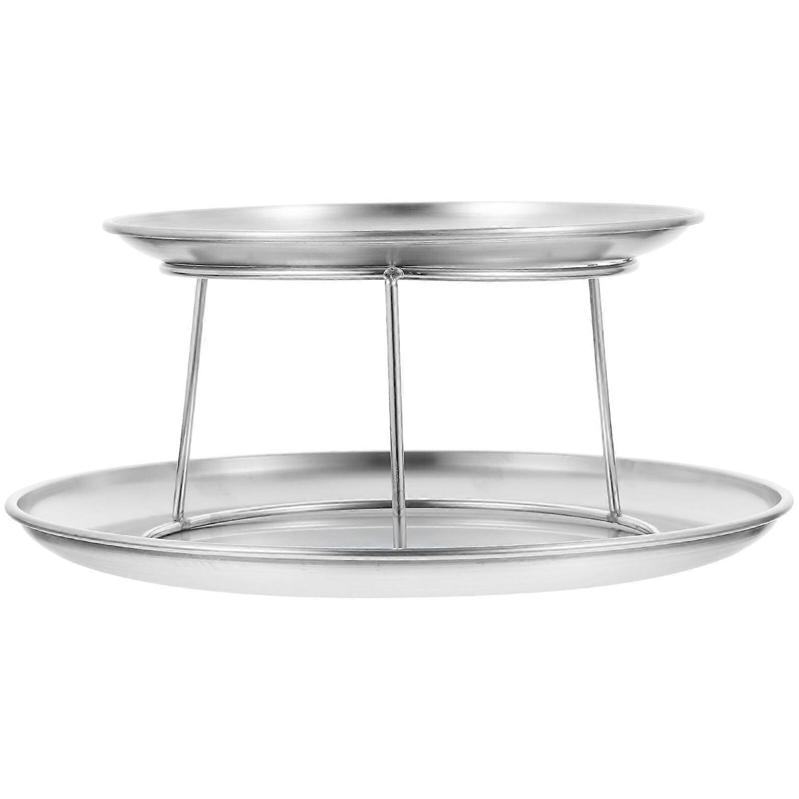Stainless Steel Tiered Serving Tray with TwoTier Display, Large 26cm Plates for Weddings and Parties