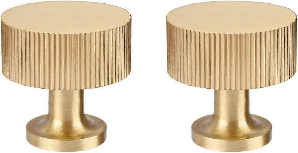 2pcs Solid Brass Cabinet Knobs with Elegant Brushed Gold Finish for Drawers and Kitchen Cabinets