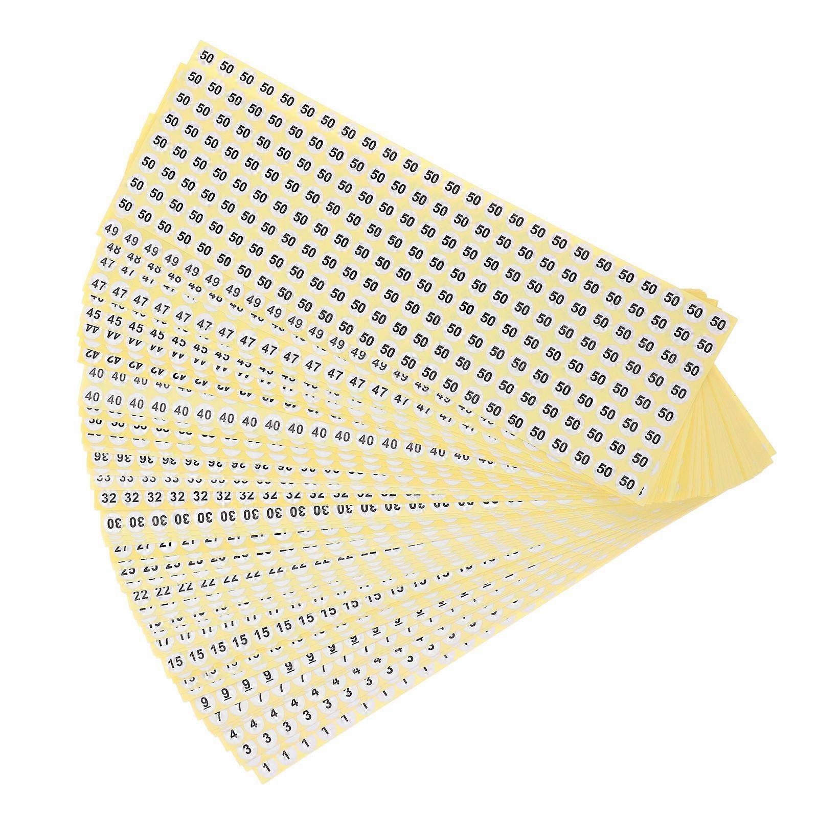 50 Sheets Numbered Stickers Adhesive Number Stickers Number Clothes Classification Sticker