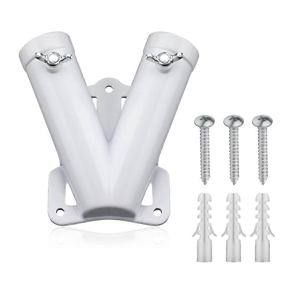 Flag Pole Bracket Aluminum V Shape Dual Flag Display Heavy Duty Windproof Wall Mount