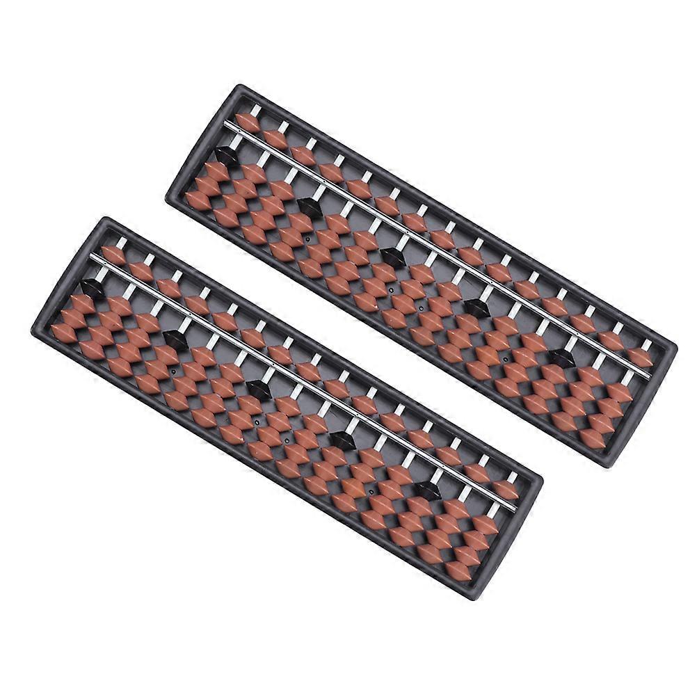 Plastic Small Abacus Brown Educational Arithmetic Abacuses with 2Pcs for Children