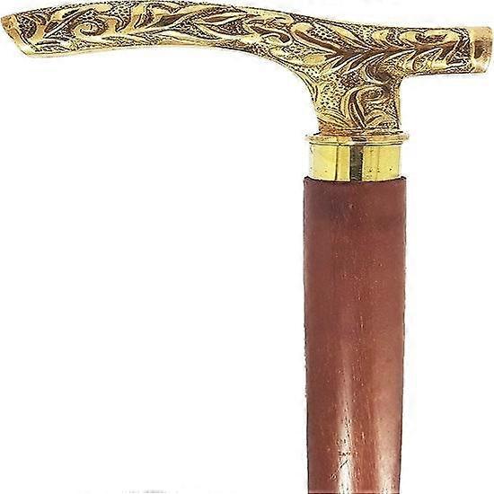 Walking stick with embossed brass handle