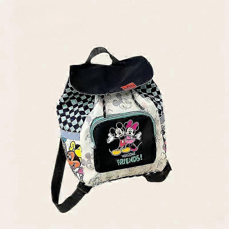 2025 MINISO New Mickey Mouse Cartoon Fashion Backpack Women's Minnie Canvas School Bag Large Capacity Backpack Girls Mochila