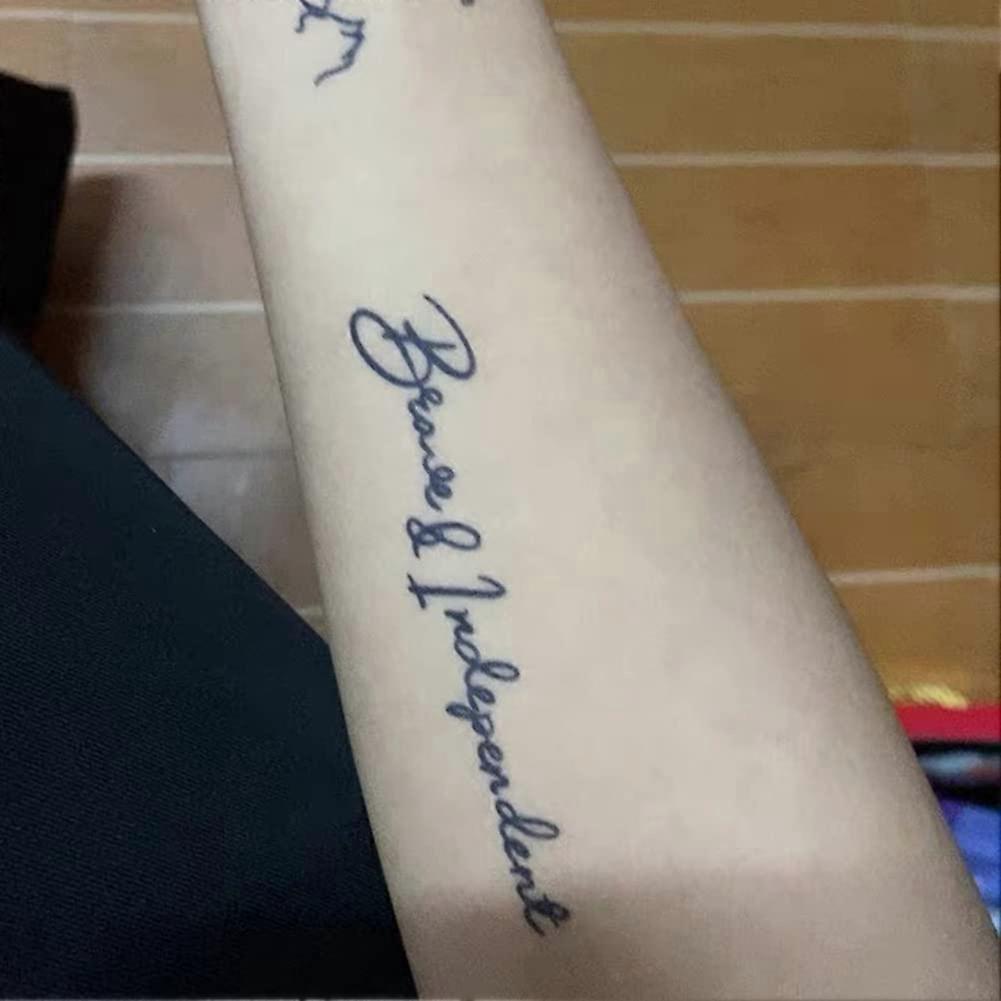 Waterproof Semi Permanent Temporary Tattoos with Realistic Look, Cute Small Quote Design, 2 Sheets