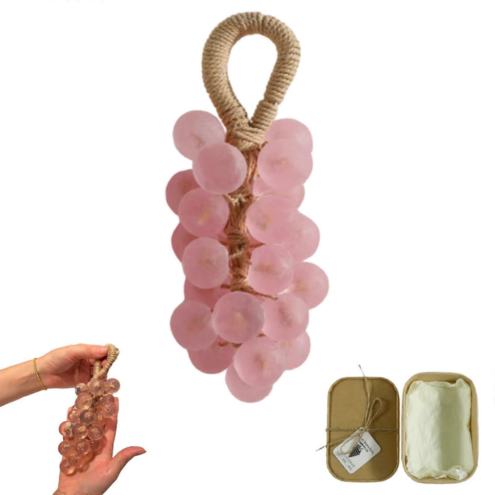 Handmade Grape Soap with Rope, Realistic Cluster Design, Moisturizing Gift Box, Pink