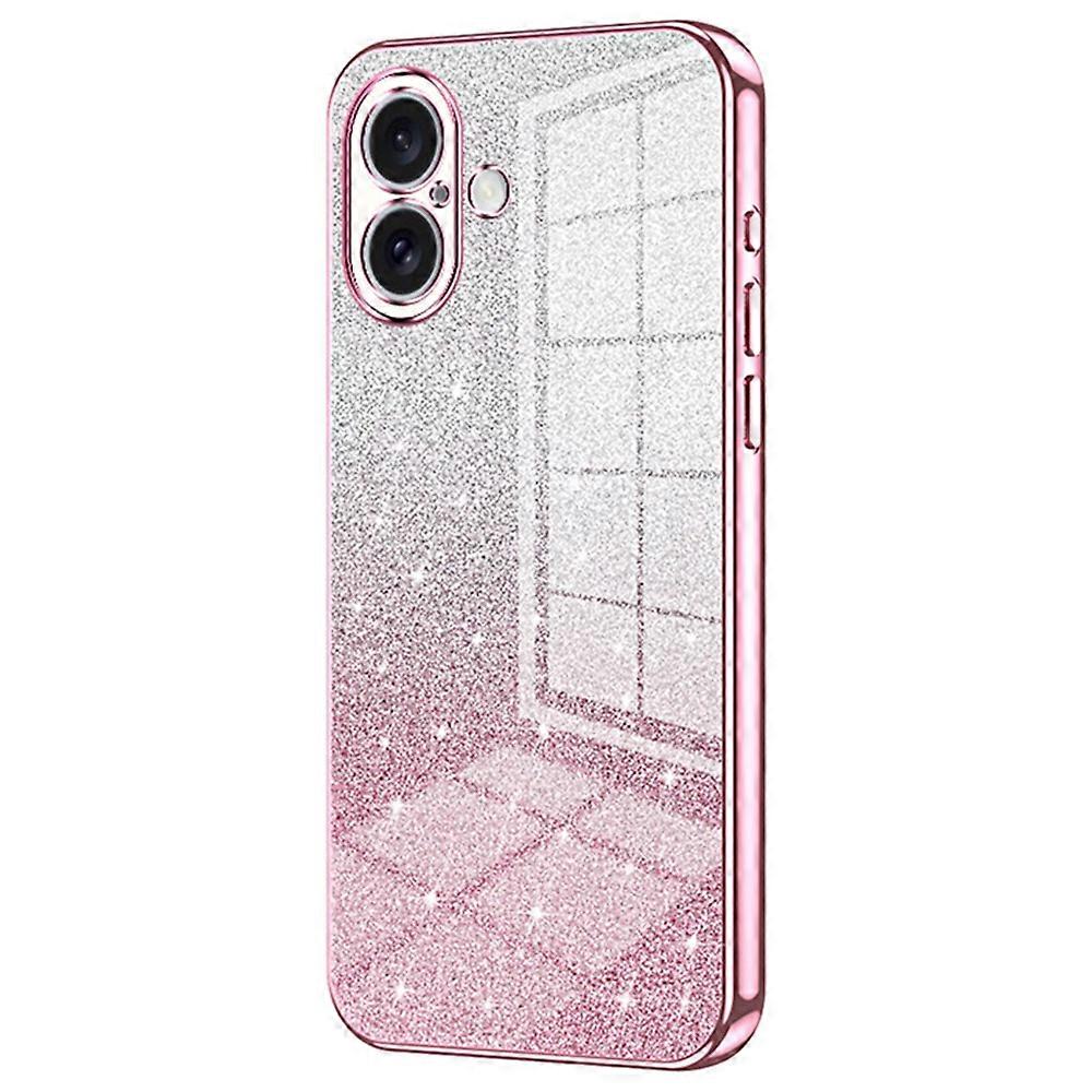 For iPhone 16 Case Electroplating Gradient Glitter TPU Phone Cover