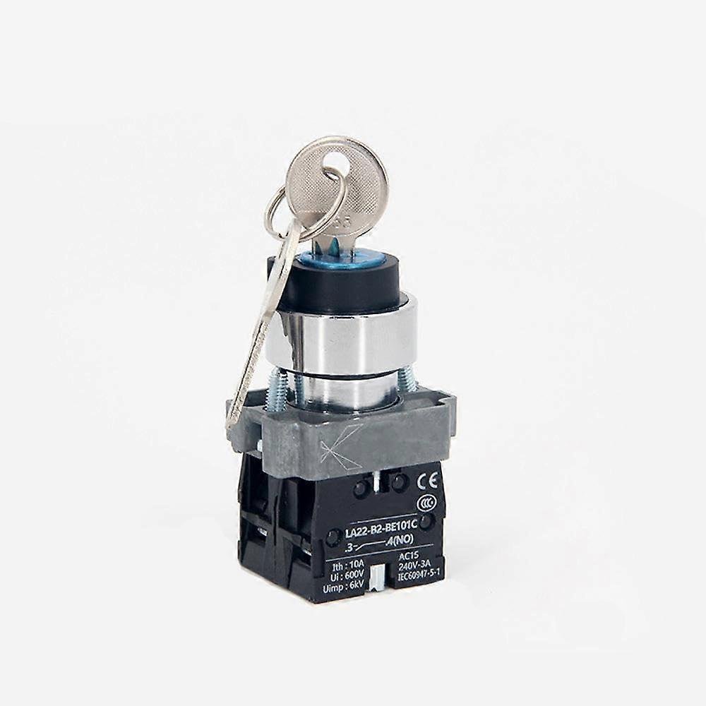 22mm Key Lock Push Button Switch DPST SelfLocking for AC 220V Control Circuits