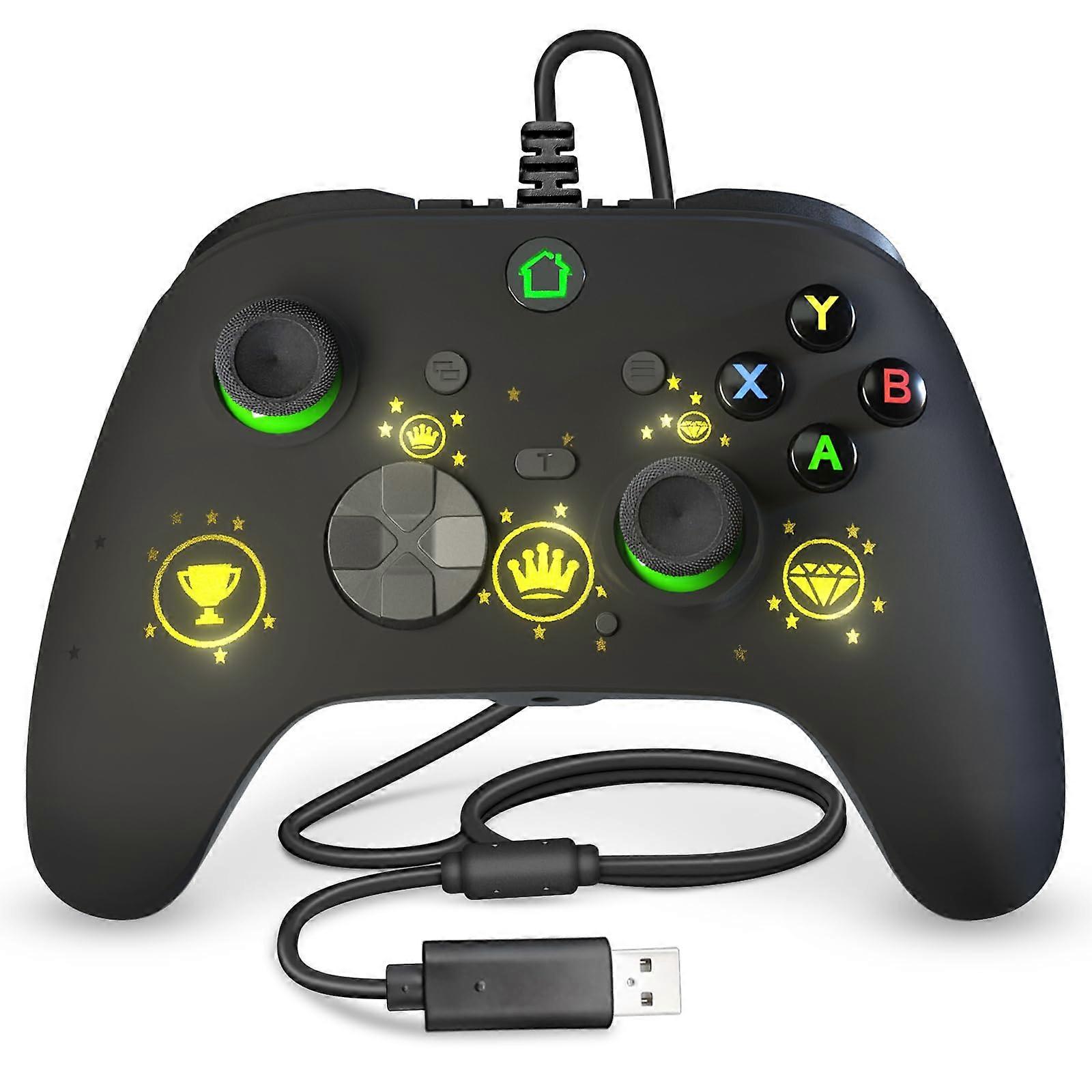 PC Wired Game Controller with Programmable Buttons, Turbo Mode, Audio Jack, RGB Lighting Diamond Edition