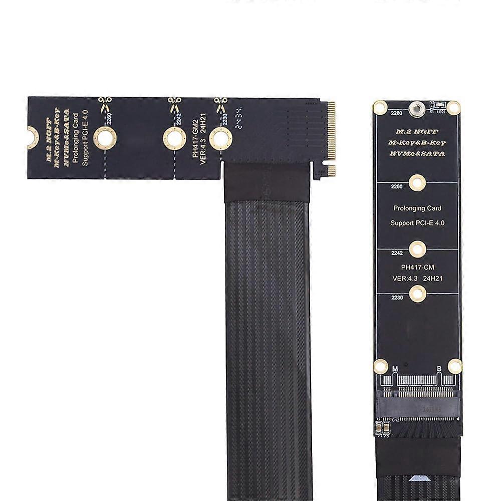 NVMe SSD Extension Cable 30cm PCIe 4.0 Riser Card Speed 64Gbps Right Angle M.2 Adapter