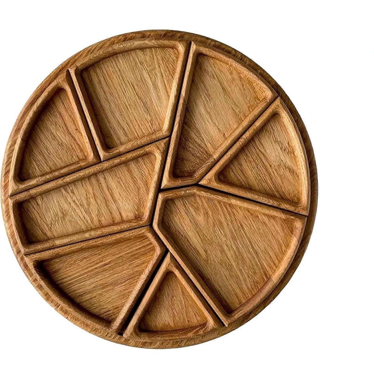Wood Puzzle Serving Tray with 8 Removable Compartments, MultiSection Charcuterie Board Platter