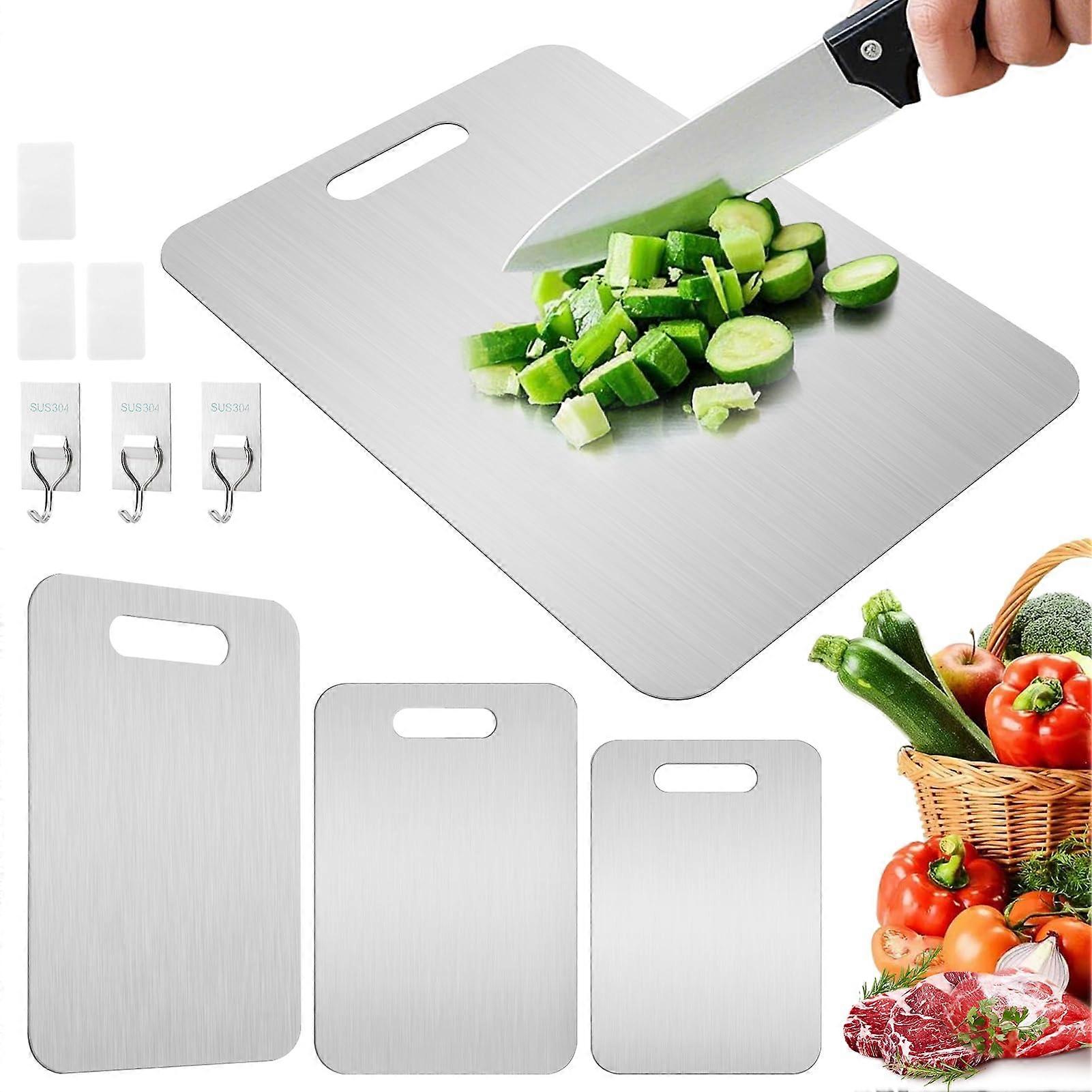 Titanium Cutting Board Set, Food Grade DoubleSided, 3 Sizes for Kitchen and Outdoor Camping