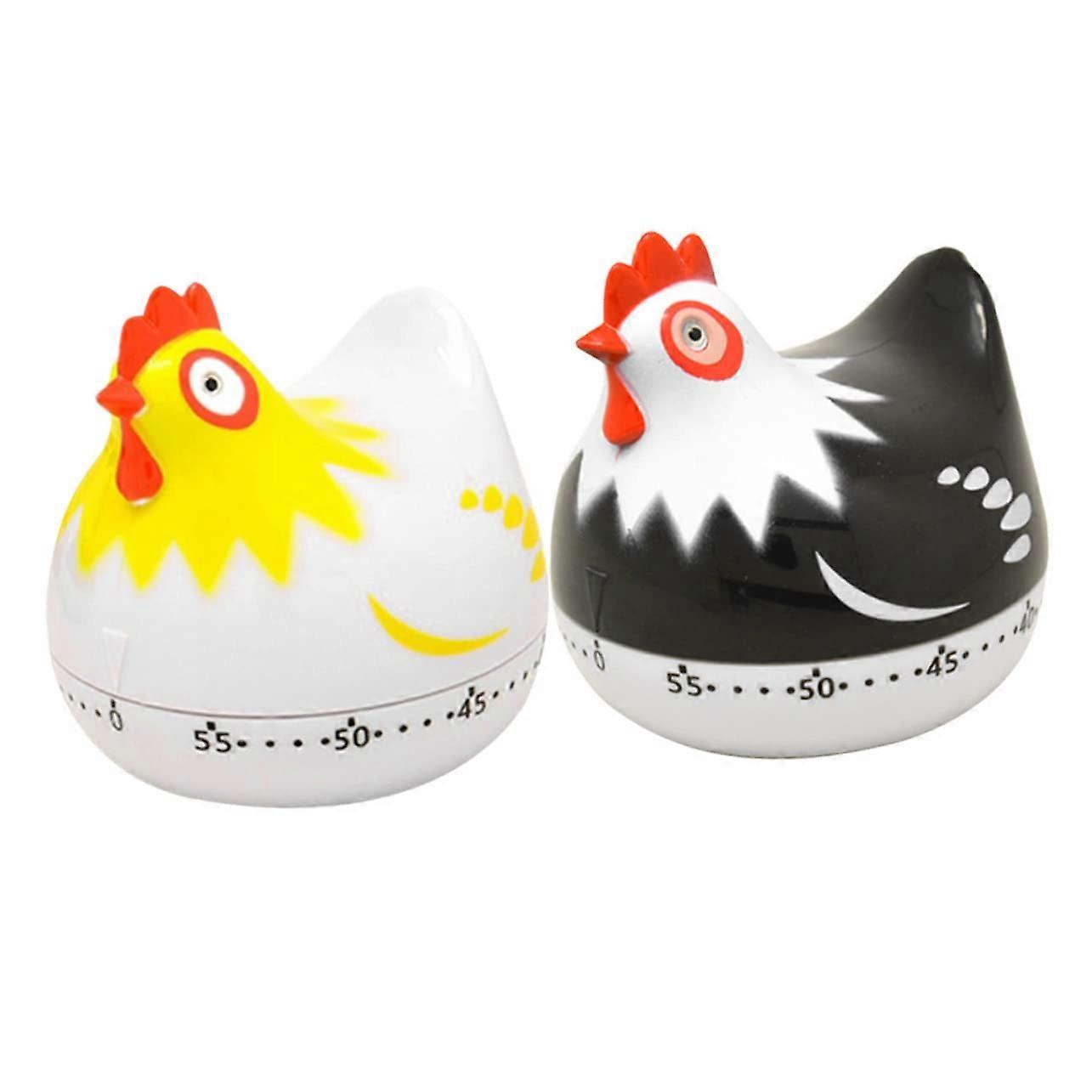 2Pcs Cute Hen Shape Mechanical Kitchen Timer for Cooking Baking Study and Gift Giving