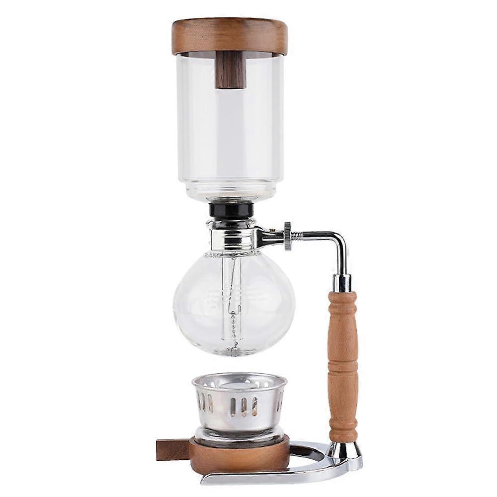 3Cup Syphon Coffee Maker with Handcrafted Wooden Handle and Precision Vacuum Brewing