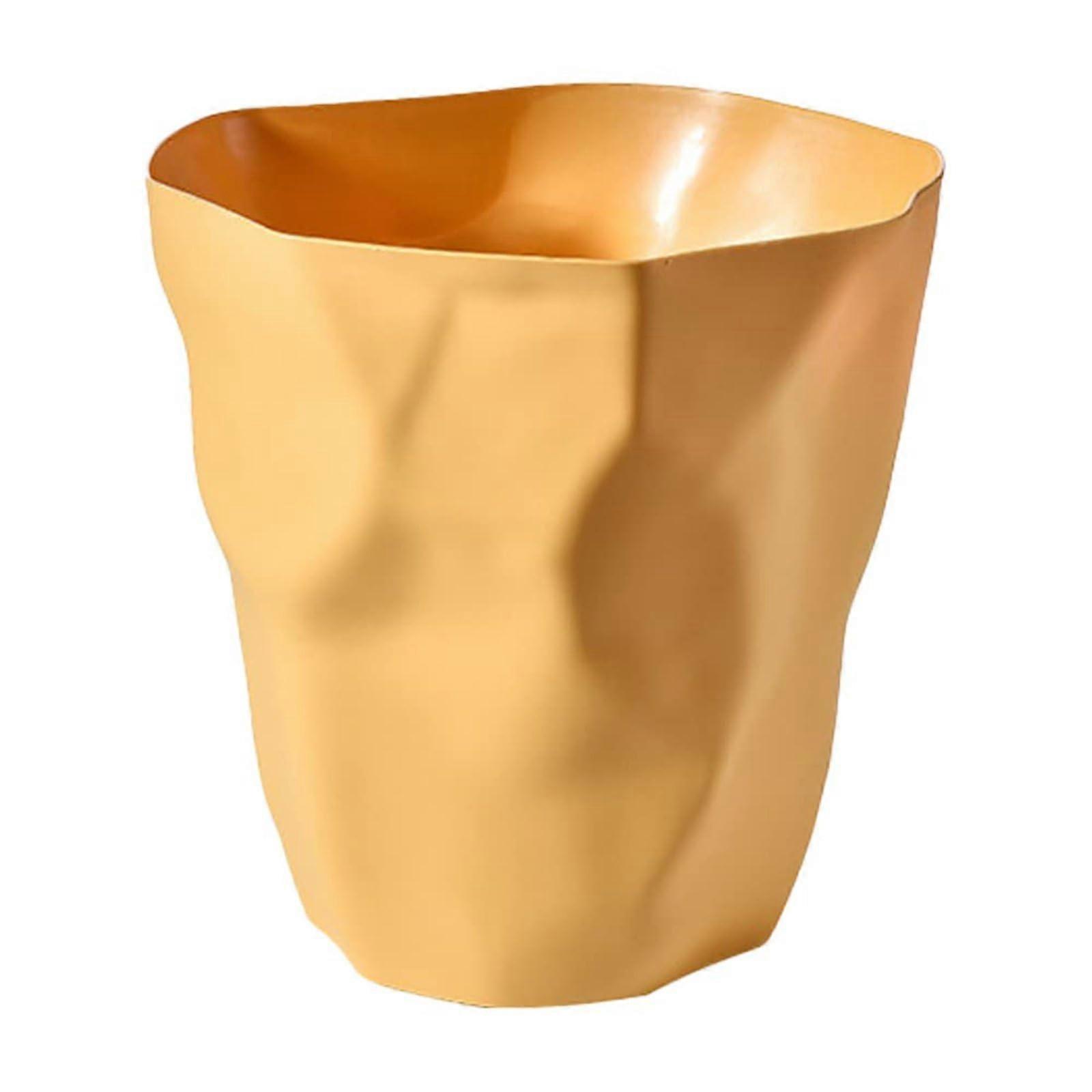 Plastic Waste Bin with Modern Decorative Design for Office and Bedroom, SpaceSaving Orange