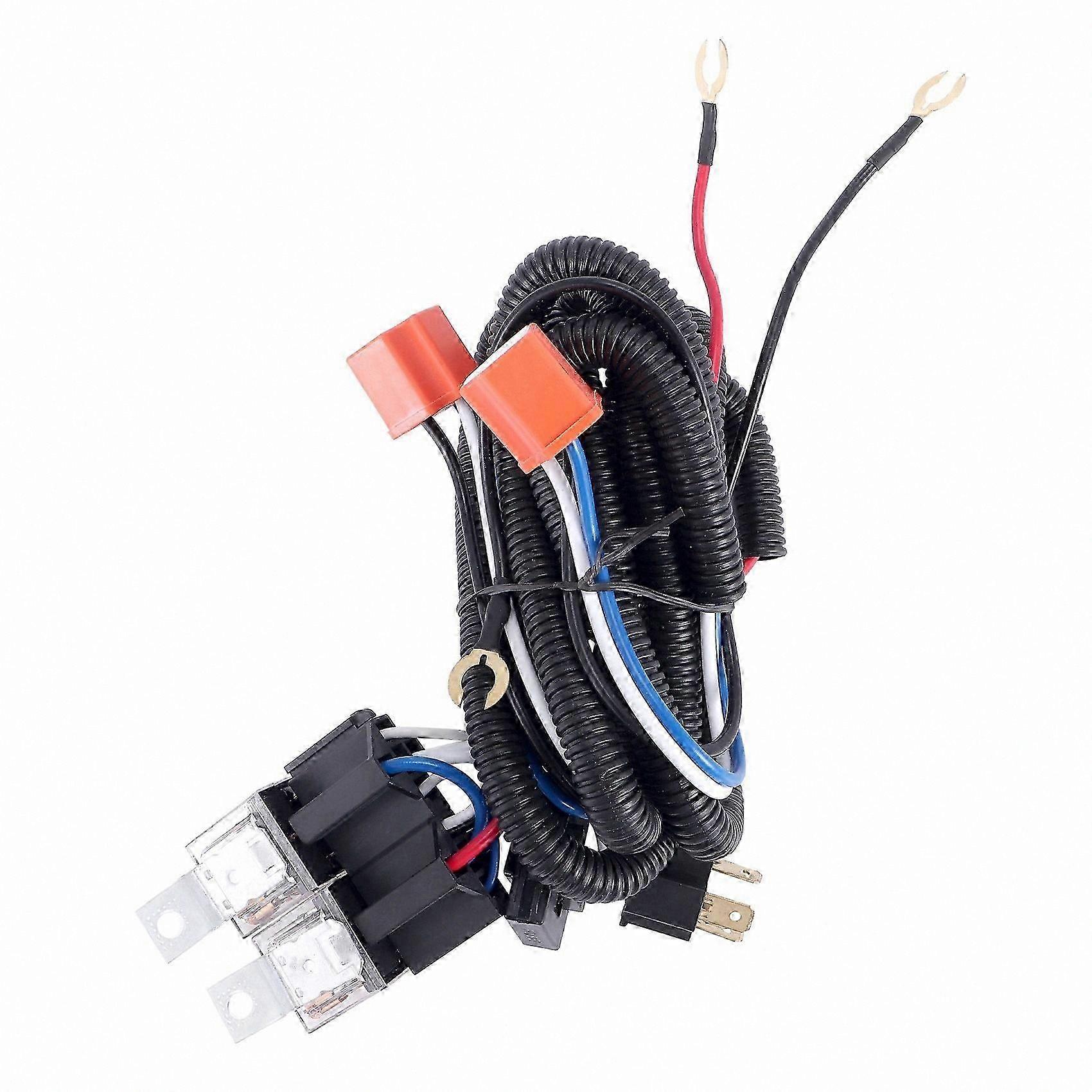 H4 LED Headlight Relay Wiring Harness Kit for Negative Switching