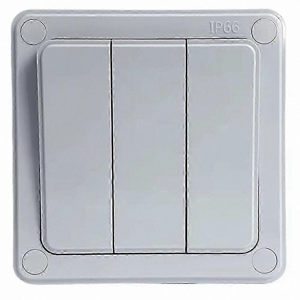 Waterproof 3 Gang Outdoor Switch, 16A Push Button Wall Light Switch for Garden