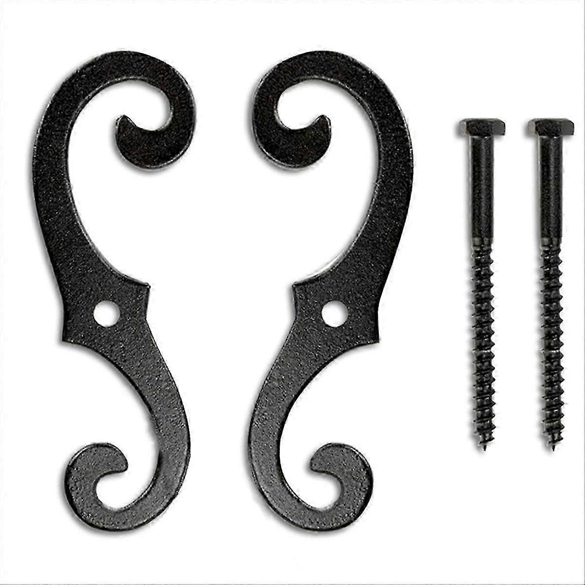 2PCS Cast Iron Shutter Fasteners - Decorative S-Shape Shutter Dogs Hardware - Rust- External Shutte