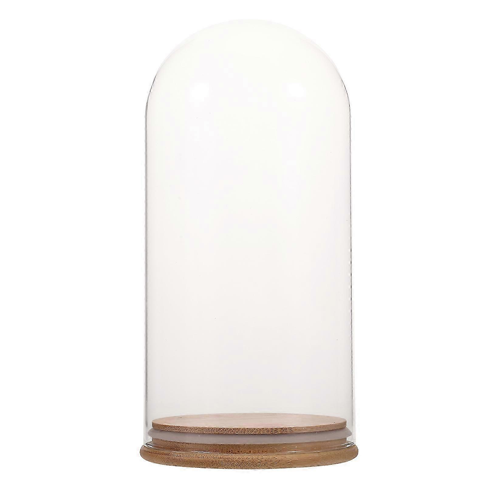 Cúpula de cristal con base compatible con pantalla Cúpula transparente con base de bambú