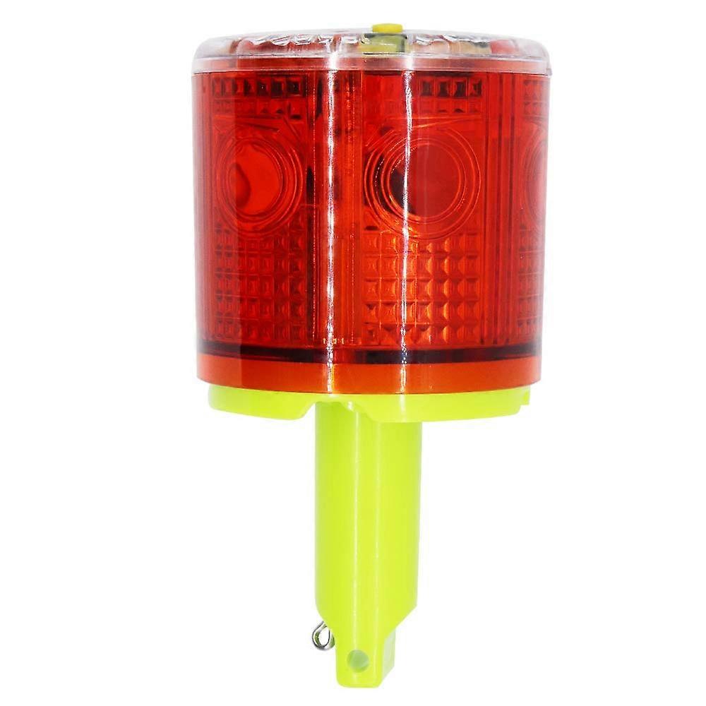 Solar Strobe Warning Light 360° LED Solar Powered Waterproof Beacon for Construction Marine Dock (Red)