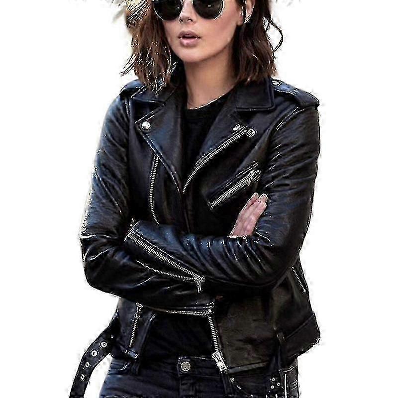 Women's leather biker jacket for casual wear