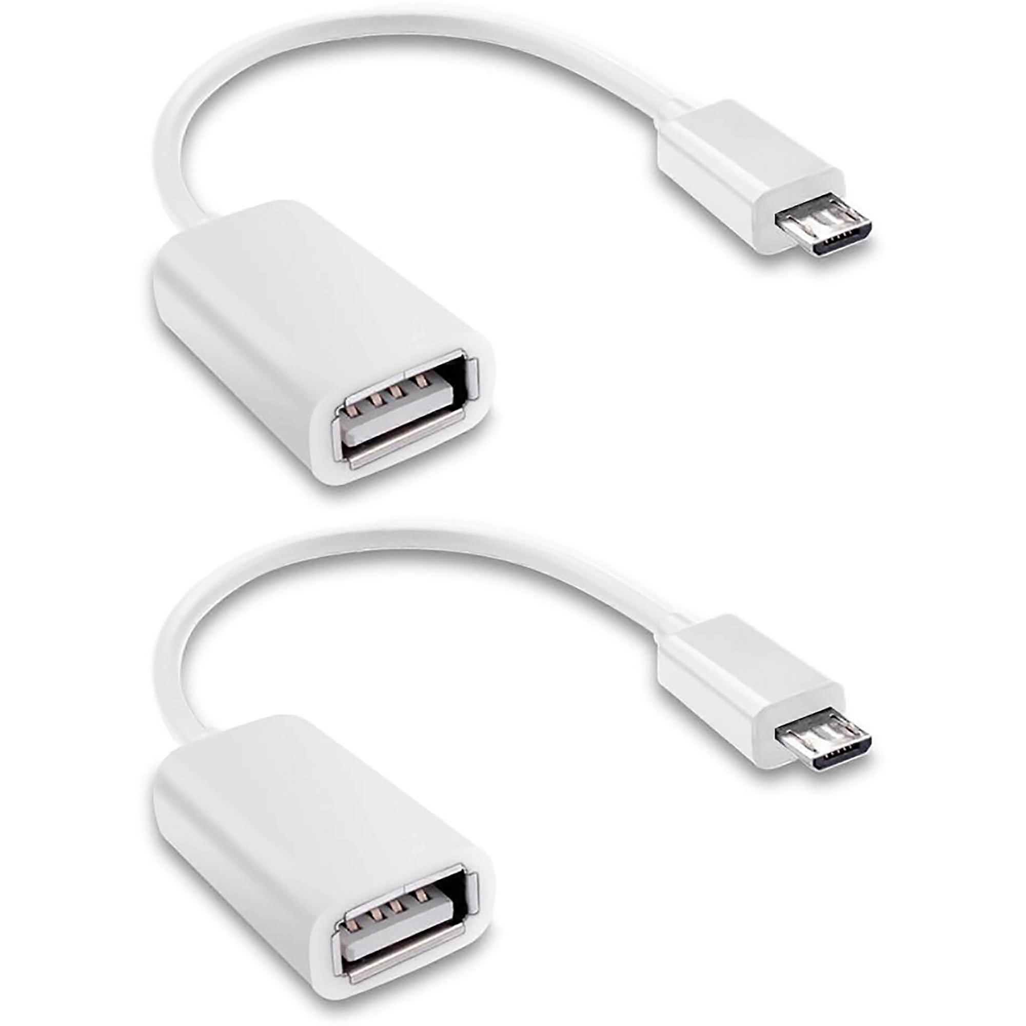 Micro USB OTG Adapter 2 Pack White Speed Data Transfer for Android Phones and USB Devices
