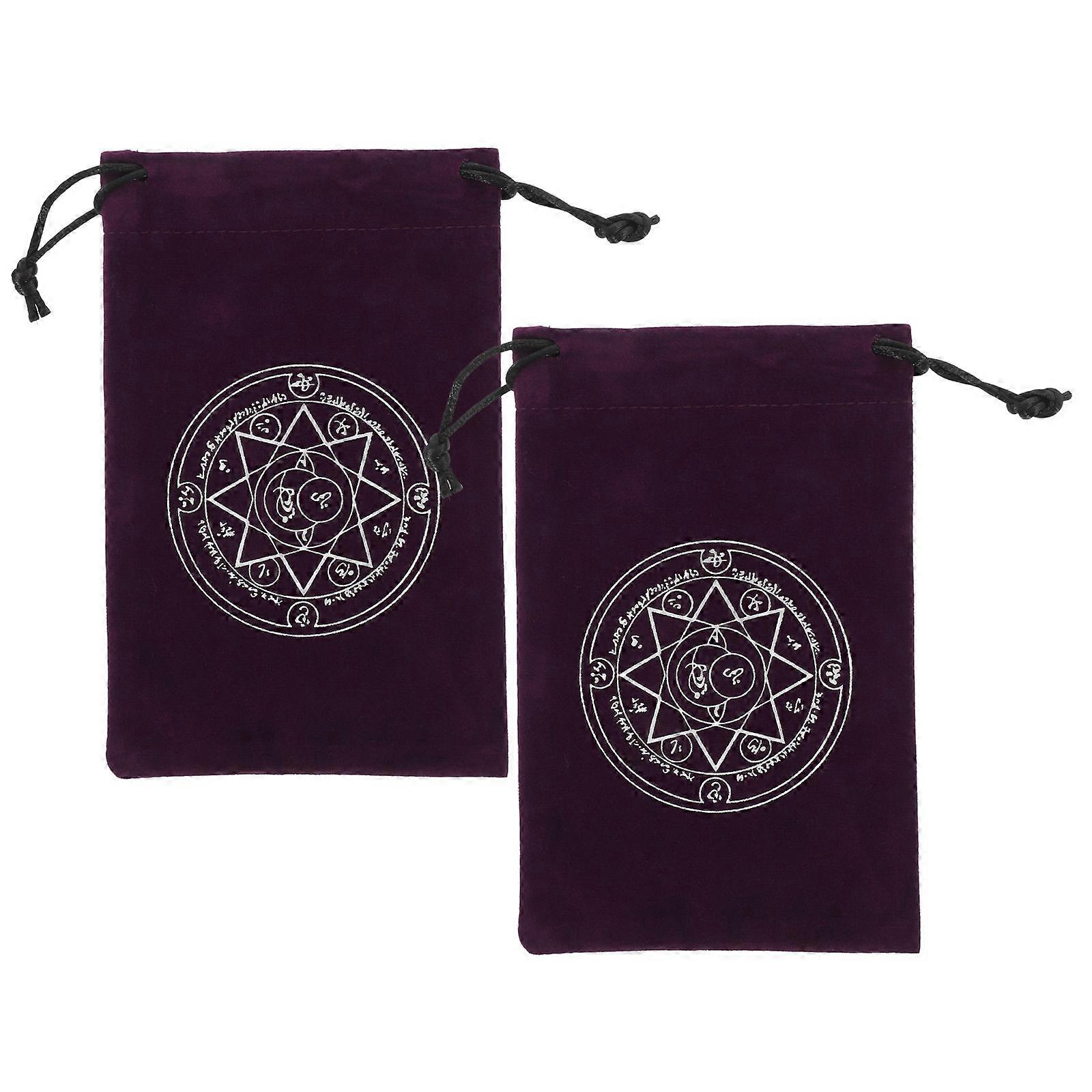 Purple Tarot Bag Drawstring Card Holder for Convenient Storage 4Pcs