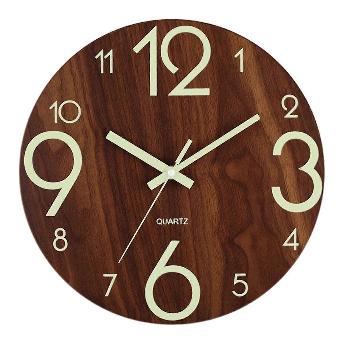 Silent Luminous Wooden Wall Clock