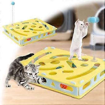 Interactive Wooden Cat Puzzle Toy Box Indoor Hunting Play Toy to Stimulate Your Cat's Energy and Instincts Cats Teasers