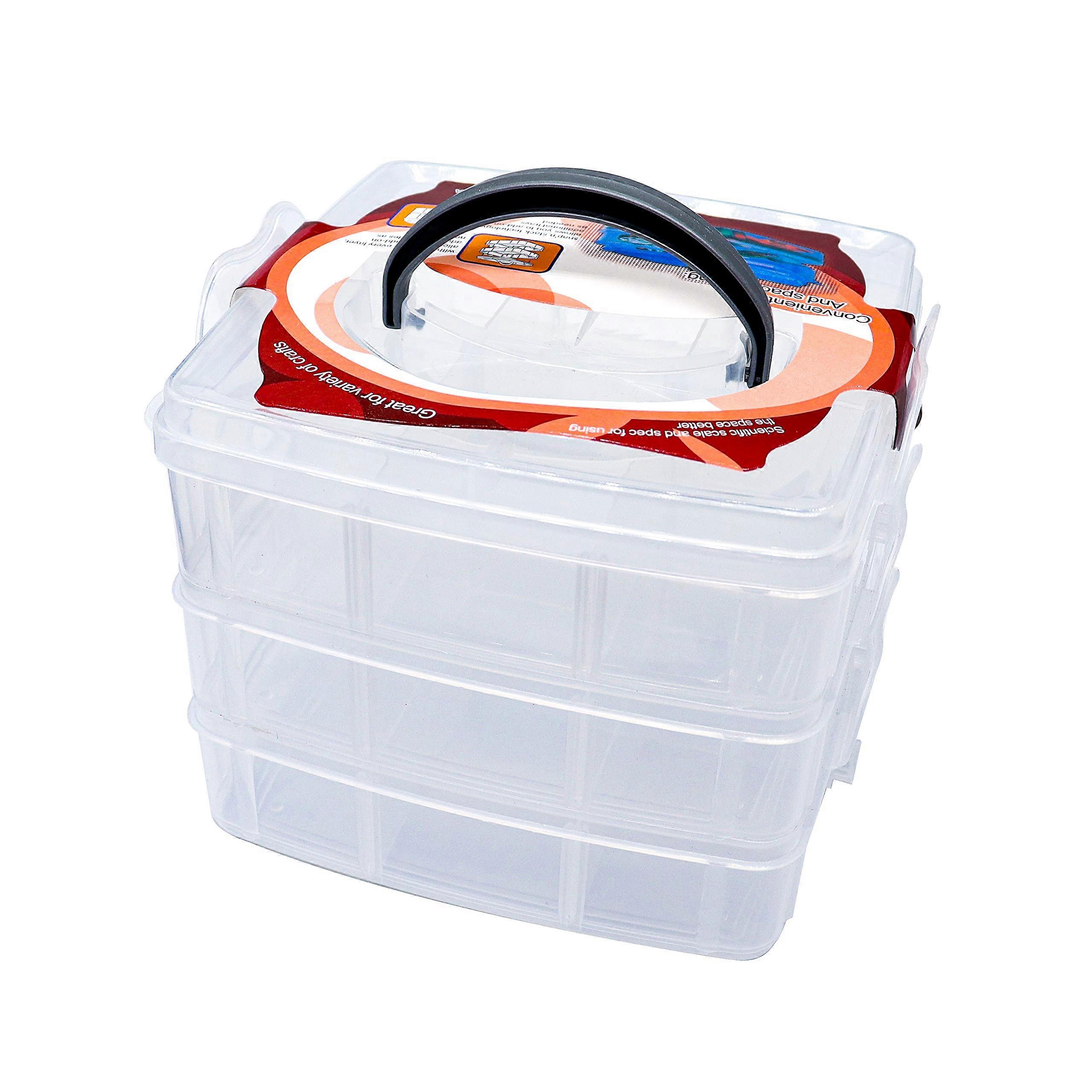 Craft Organizer Box 3Layer Stackable Storage with Adjustable Compartments for Jewelry and Crafts