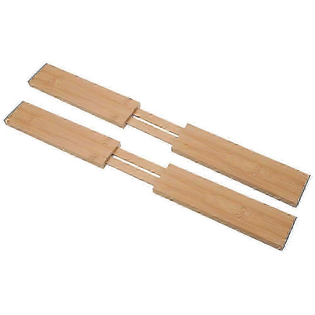 Expandable Bamboo Drawer Divider Organizer Set, 2Pcs for Kitchen Storage